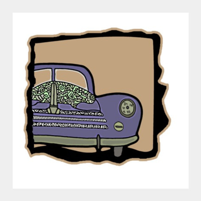 Square Art Prints, Vintage Car Zenscrawl Square Art | Meghnanimous, - PosterGully