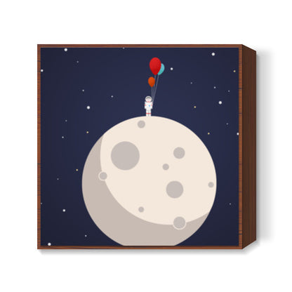 Man on the moon Square Art Prints