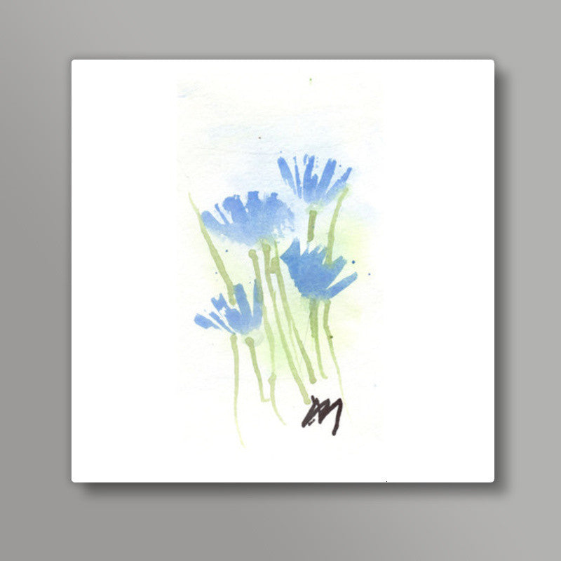 Cornflower Watercolour Square Art Prints