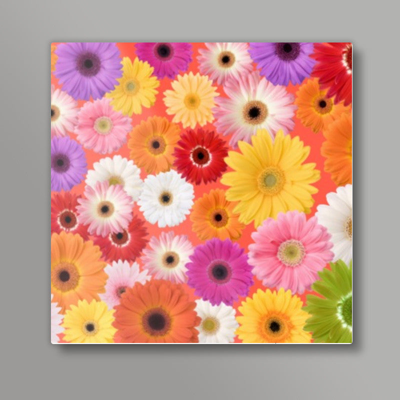 Flowers everywhere Square Art Prints