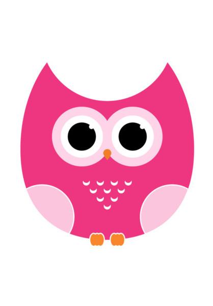 PosterGully Specials, Pink Cute Owl Cartoon Wall Art