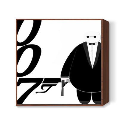 Minimal Baymax James Bond  Square Art Prints