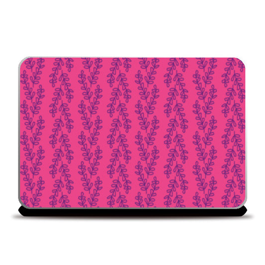 Laptop Skins, Leaf/Leaves Doodles Row Pattern Pink Girly Laptop Skins