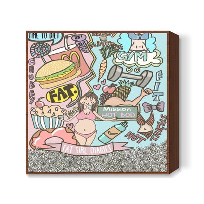 Fat Girl Diaries Doodle Square Art Prints