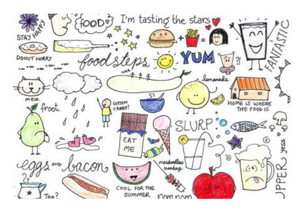 Food Lover Coloured Doodle  Art PosterGully Specials