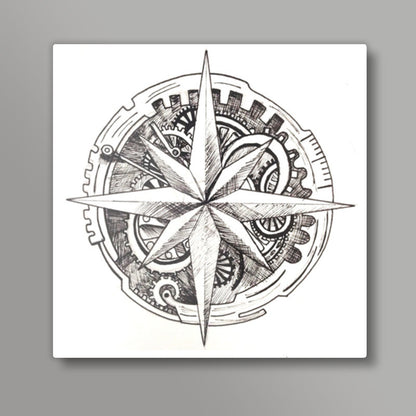 Antique Compass Square Art Prints