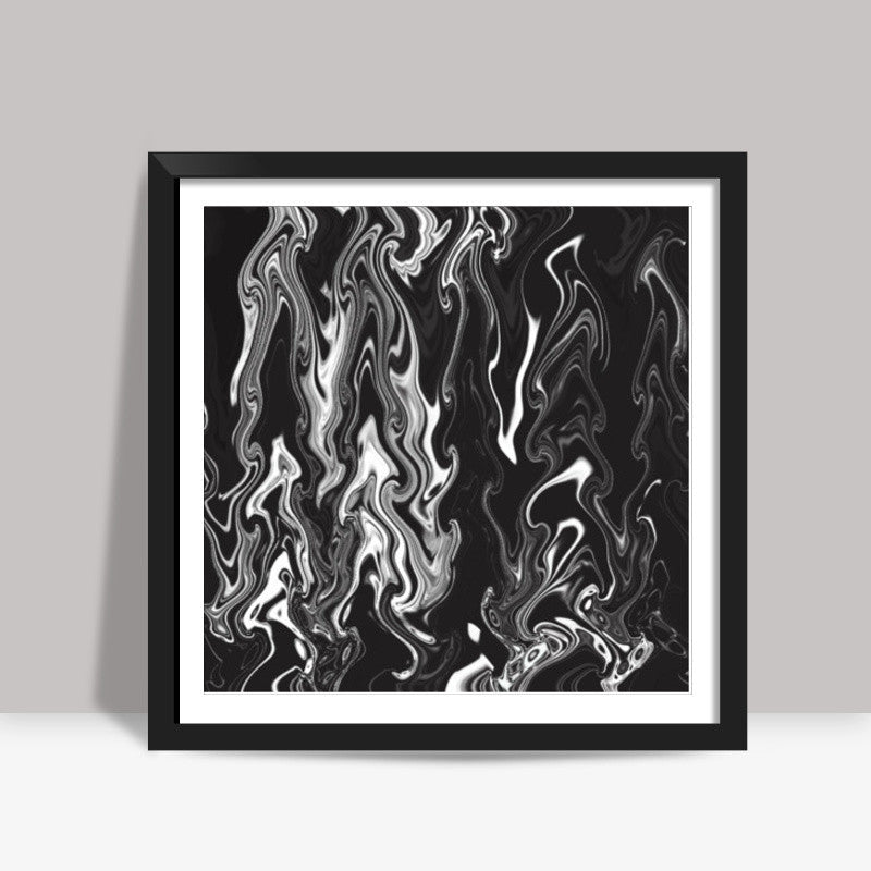 Black And White Abstract Wave Background Square Art Prints