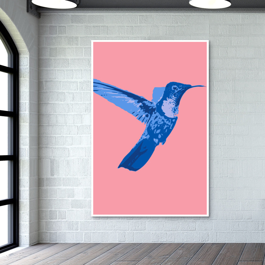 Abstract humming bird blue Wall Art