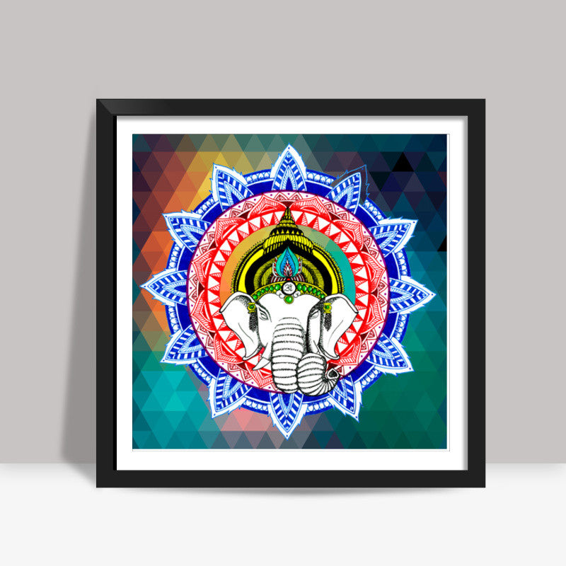 Om Ganeshaya Namah v2 Square Art Prints