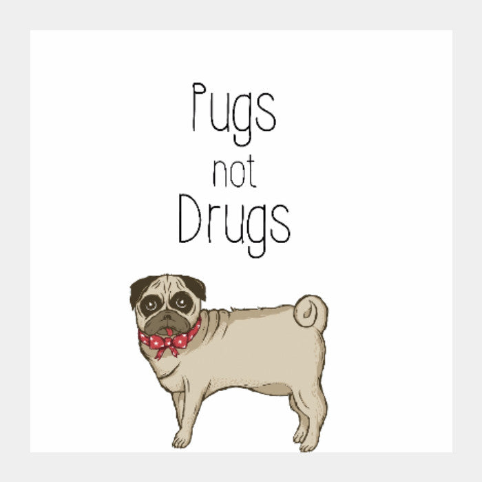 Square Art Prints, Pugs not Drugs Cute Square Art Print