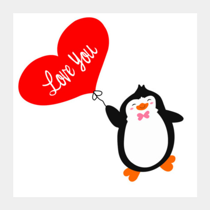 Square Art Prints, Love You Penguin Square Art Prints