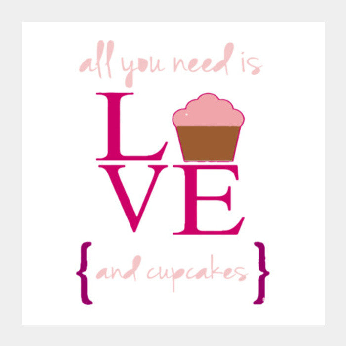 Square Art Prints, Love and Cupcakes Square Art Prints