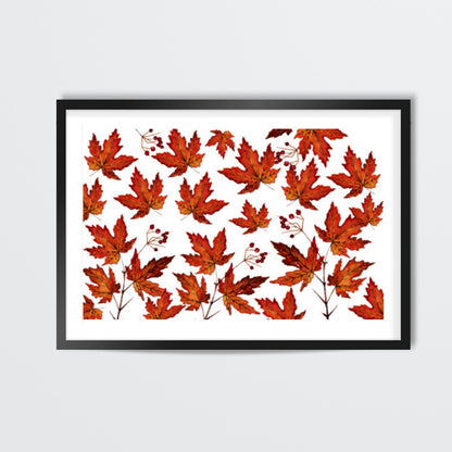 Autumn Maple Leaves Pattern Wall Art l Artist: Seema Hooda