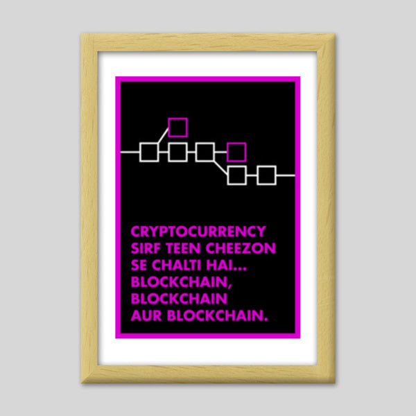 Cryptocurrency aur blockchain Premium Italian Wooden Frames