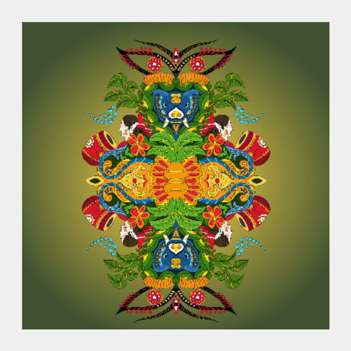 Square Art Prints, ornamental design as taken inspiration from Assam culture, - PosterGully