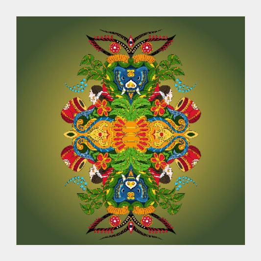 Square Art Prints, ornamental design as taken inspiration from Assam culture, - PosterGully