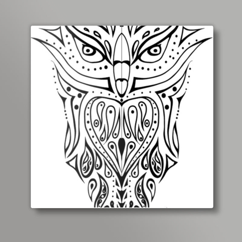 owl illustration hand drawn art Square Art Prints