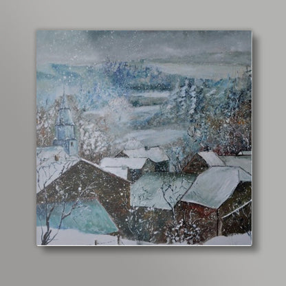 Snowy village  Square Art Prints