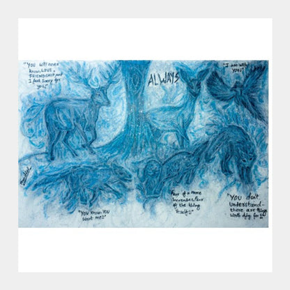 Harry Potter Patronus | Oil Pastel Art Square Art Prints