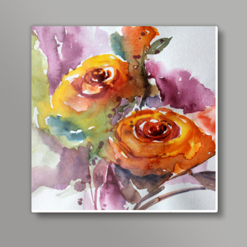 Fine Art Abstract Flowers Watercolor Square Art Prints