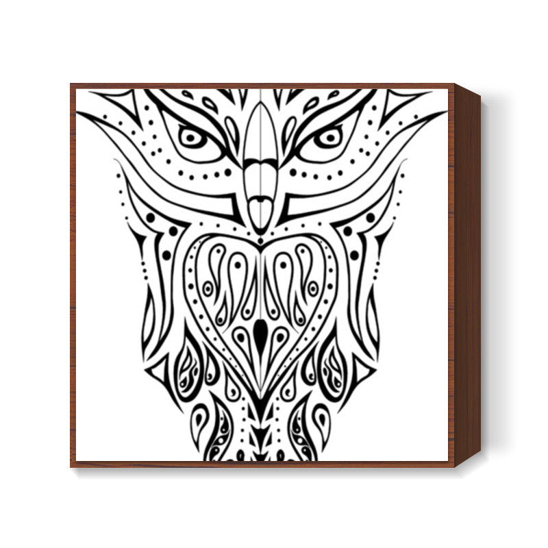 owl illustration hand drawn art Square Art Prints