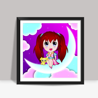 Cute Girl Square Art Prints