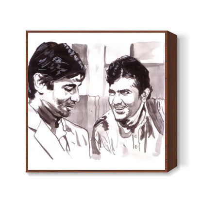 Superstars Amitabh Bachchan and Rajesh Khanna are Babumoshai and Anand in Hrishikesh Mukherjees classic Anand Square Art Prints