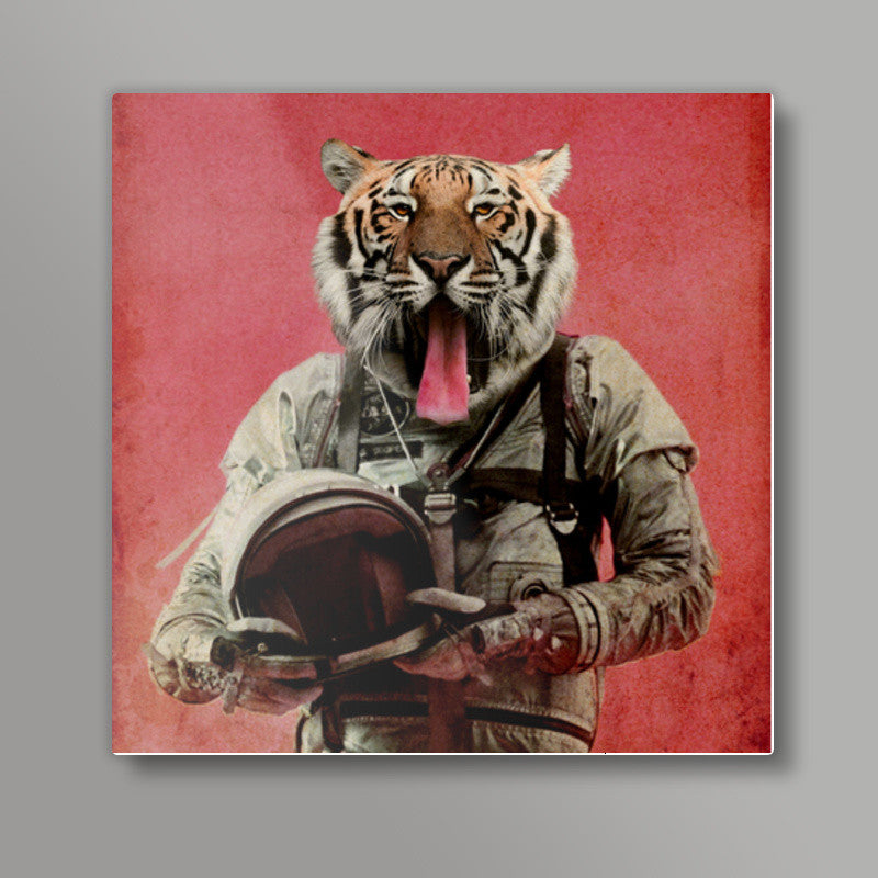 Space tiger Square Art Prints