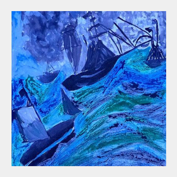 Square Art Prints, Battle Ship Square Art Prints