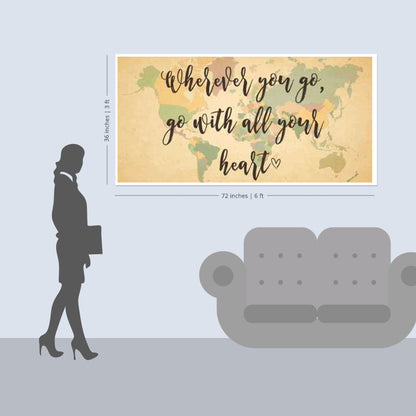 World Map With Text Quotes Door Poster