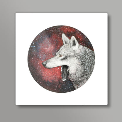 Red Wolf Square Art Prints