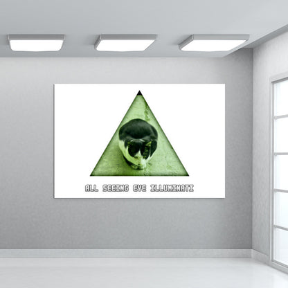 All Seeing Eye Illuminati Cat Wall Art