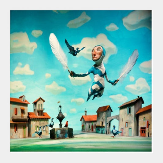 Square Art Prints, Flying like a bird  Square Art Prints