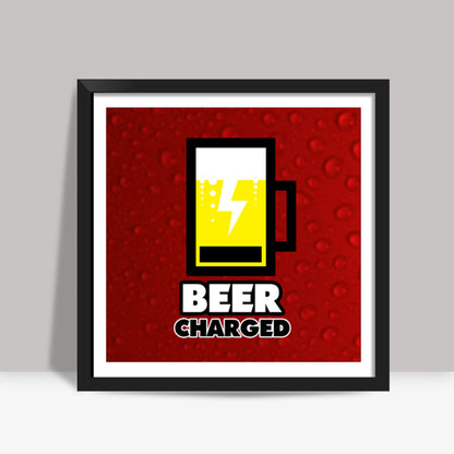 Beer Charged Red Square Art Prints