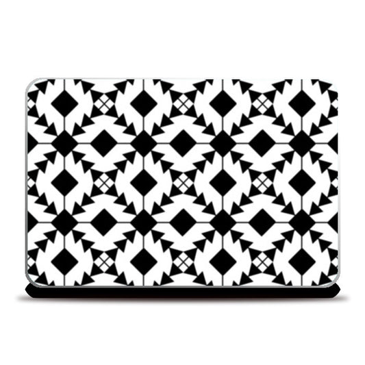 Retro Black and White Geometric Tile Pattern Laptop Skins