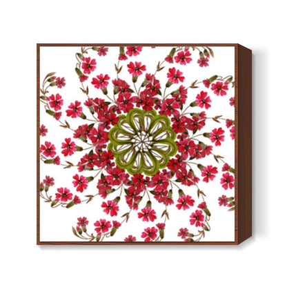 Decorative Pink Flowers Watercolor Mandala Design Square Art Prints