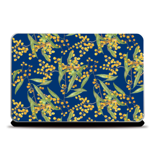 Wild Garden Leaves Floral Blue Watercolor Pattern  Laptop Skins