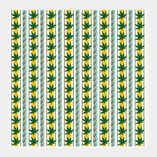 Green Leaf Striped Nature Background Pattern Square Art Prints PosterGully Specials