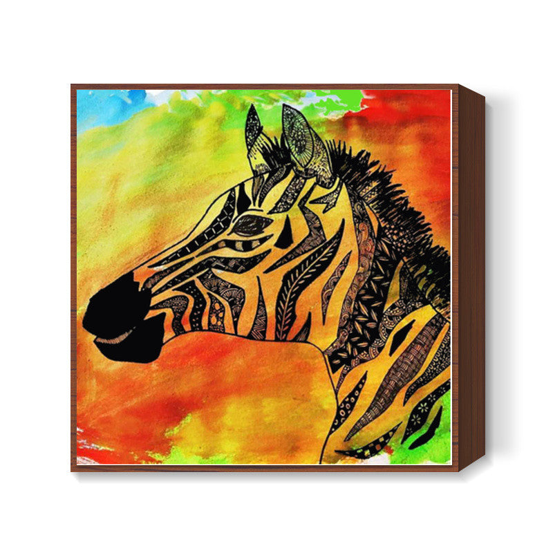 Rainbow Zebra Zentangle Square Art Prints