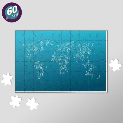 Blue & White World Map Jigsaw Puzzles