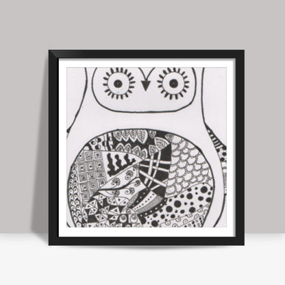 Tangle Owl I Gayatri Iyer Square Art Prints