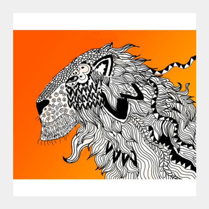 Majestic Lion Print Square Art Prints