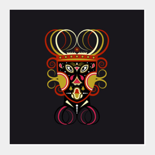 African Ceremonial Tribal Mask Square Art Prints PosterGully Specials