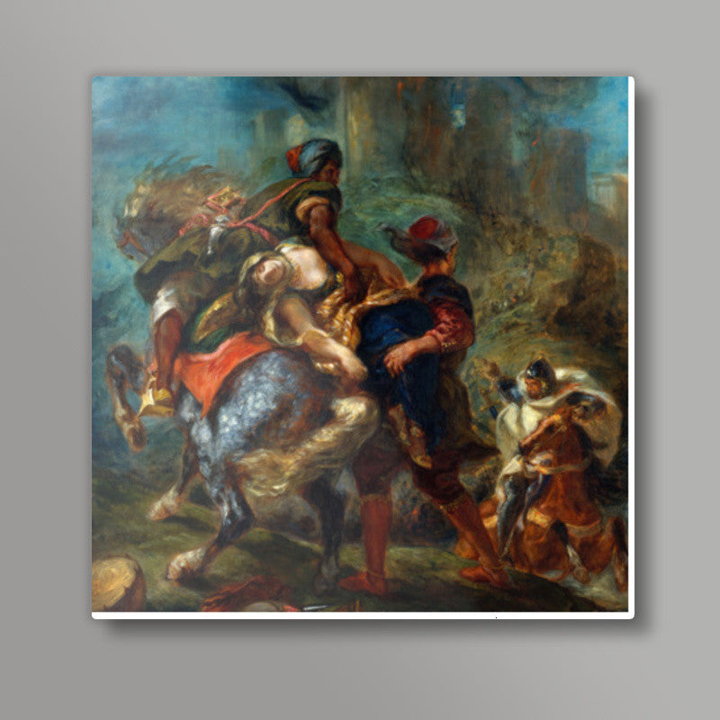 The Abduction of Rebecca by Eugène Delacroix Square Art Prints