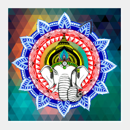 Square Art Prints, Om Ganeshaya Namah v2 Square Art Prints