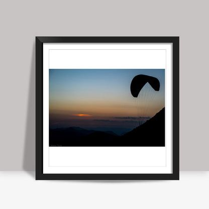 Gliding at dusk Square Art Prints