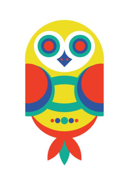 PosterGully Specials, Multicolor Geometric Owl Wall Art