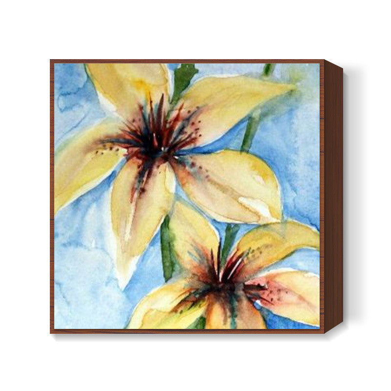 Identical Floral Twins Square Art Print