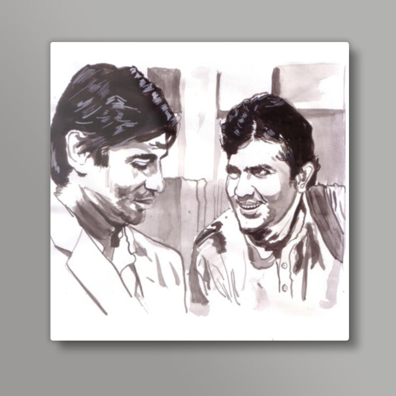 Superstars Amitabh Bachchan and Rajesh Khanna are Babumoshai and Anand in Hrishikesh Mukherjees classic Anand Square Art Prints