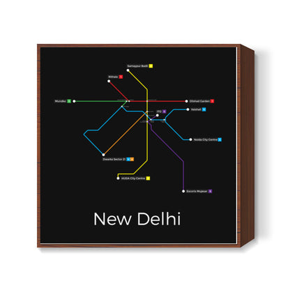 New Delhi Metro Map Square Art Prints